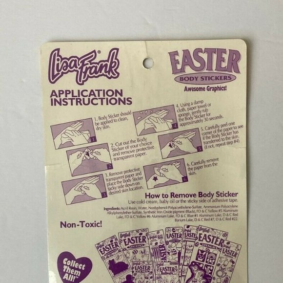 Vintage Lisa Frank Easter Glitter Body Stickers 50 Temporary Tattoo Rabbit Panda - Picture 11 of 12